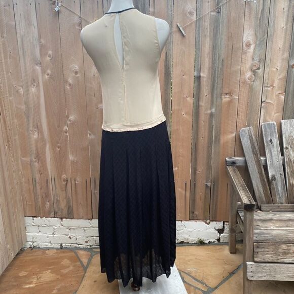 SANDRO HANAE CHIFFON MAXI DRESS BLK BLUSH Size 2 - Picture 4 of 16